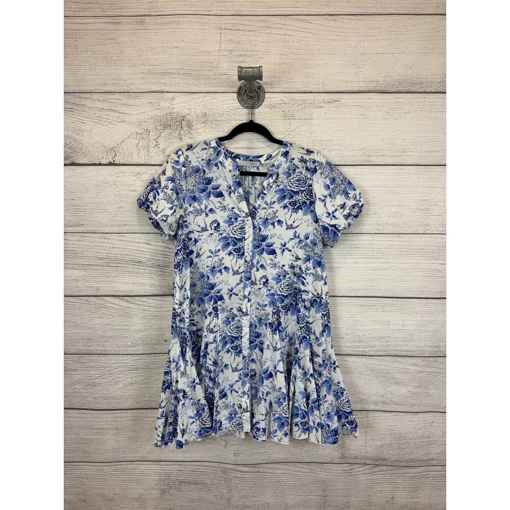 Baltic Born Women's White & Blue Floral Spring Dress Size Medium
